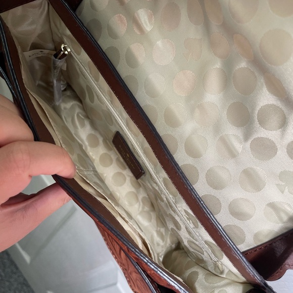 { Kate Spade Mini Messenger } Embossed Brown Santa Rosalia Scout Leather Bag - Picture 12 of 12